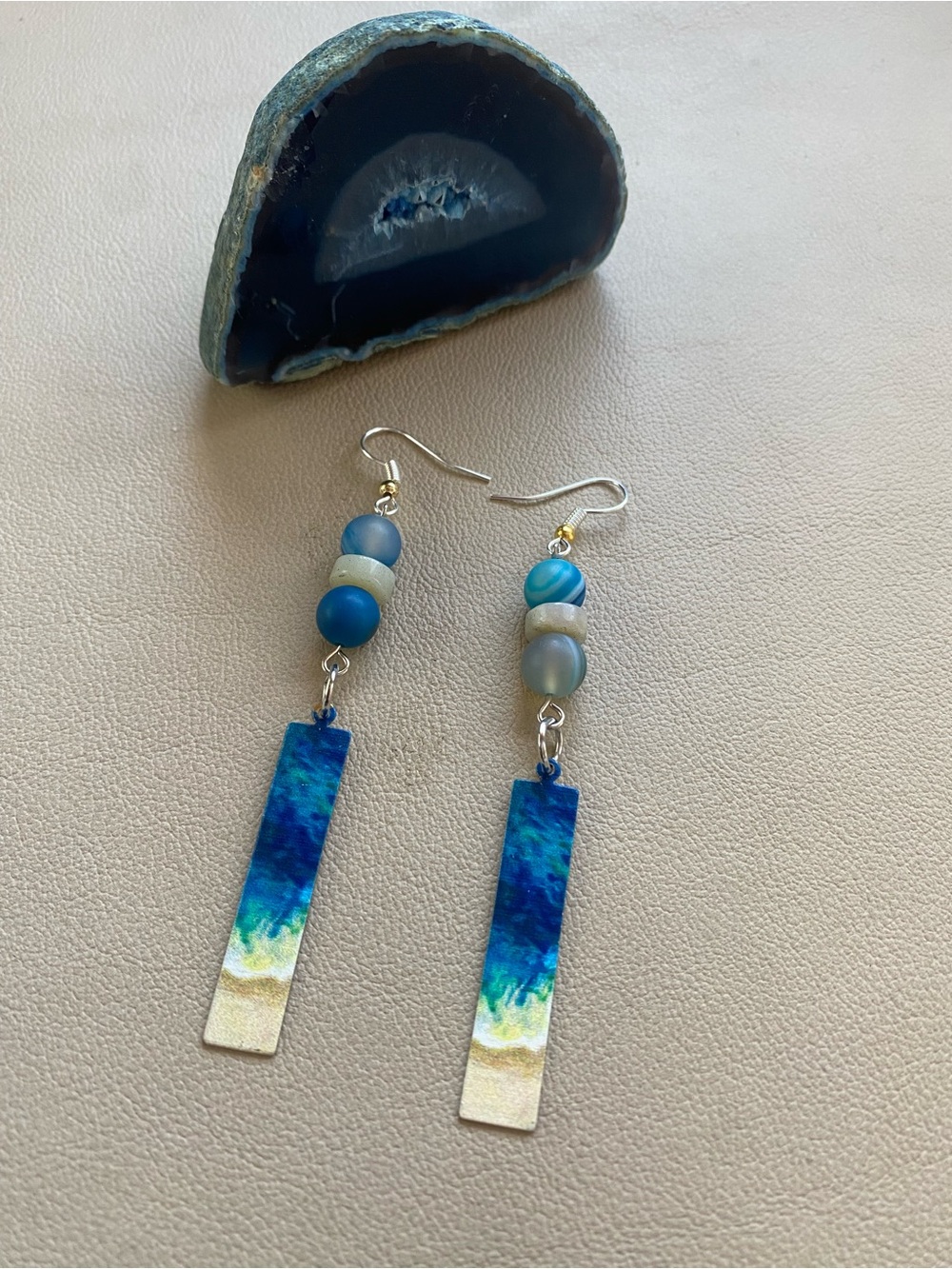 Handmade Blue Gradient Dangle Earrings by